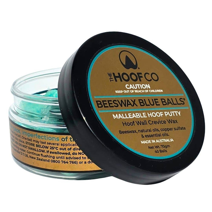 Beeswax Blue Balls hoof wall crevice wax applied to horse hoof wall gaps and crevices