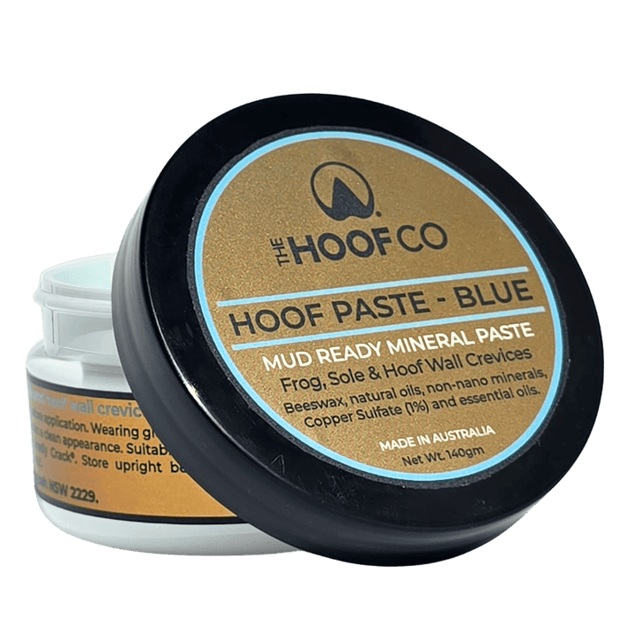 Hoof Paste Blue applied to horse hoof wall and crevices