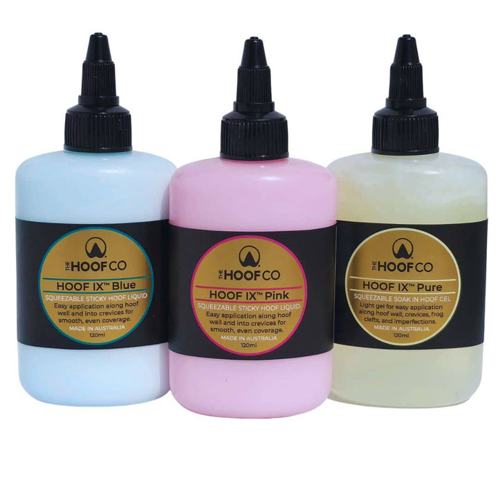 Hoof IX hoof hygiene liquids from The Hoof Co for easy hoof hygiene application