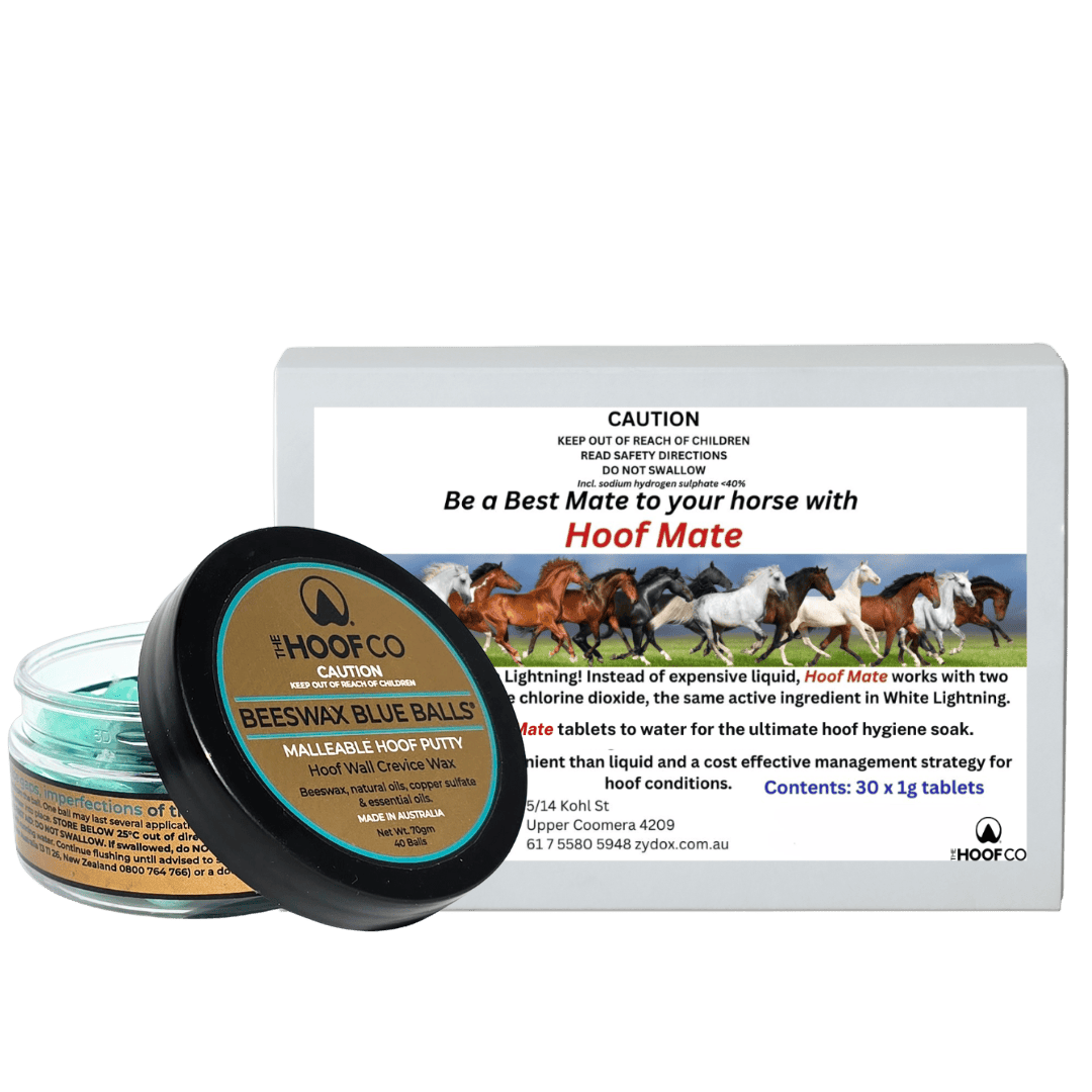Beeswax Blue Balls and Hoof Mate combo hoof care pack